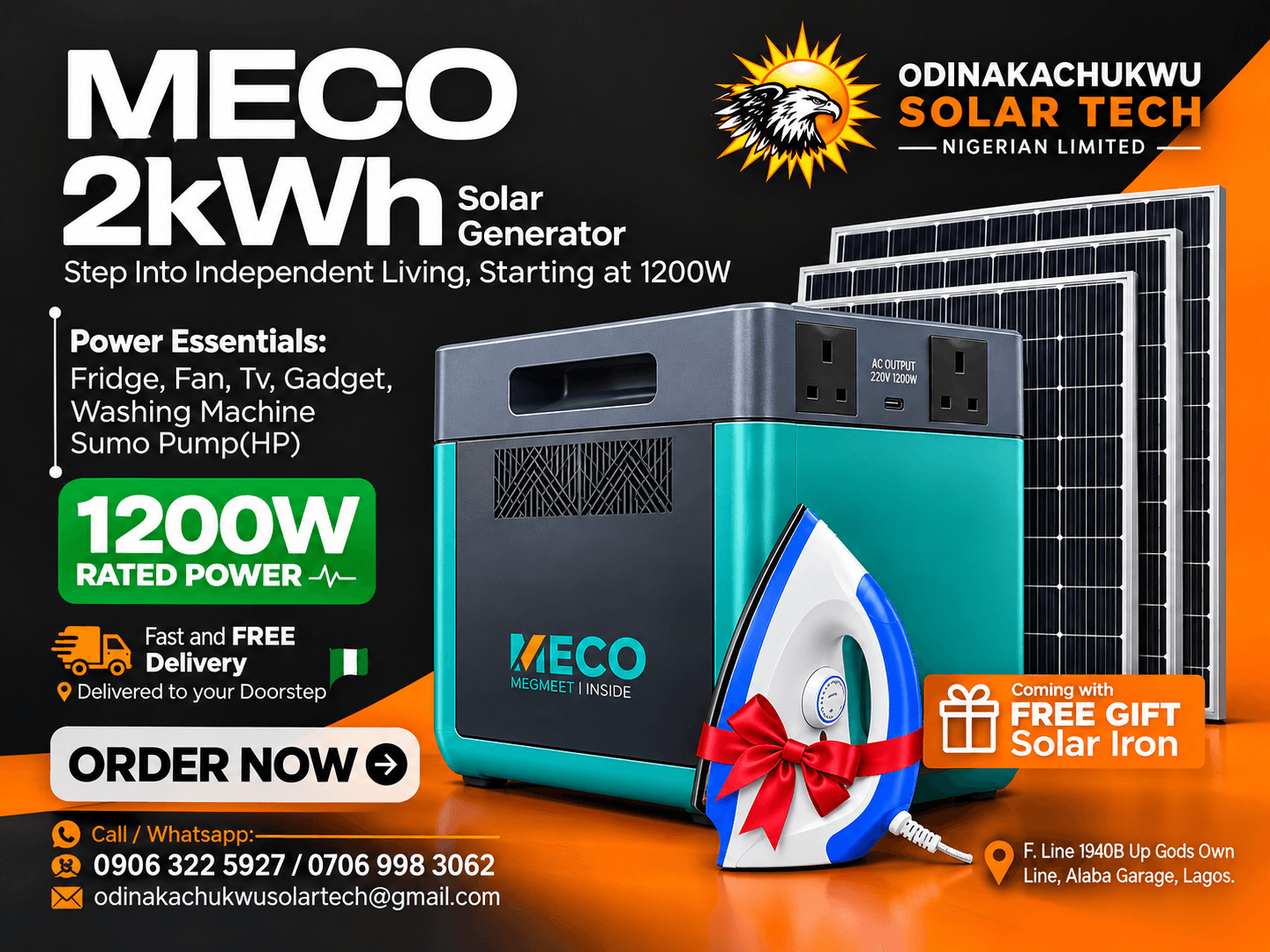 βοΈπ MECO 2kWh SOLAR GENERATOR β 1200W OUTPUT | RELIABLE POWER FOR NIGERIAN HOMES! π³π¬